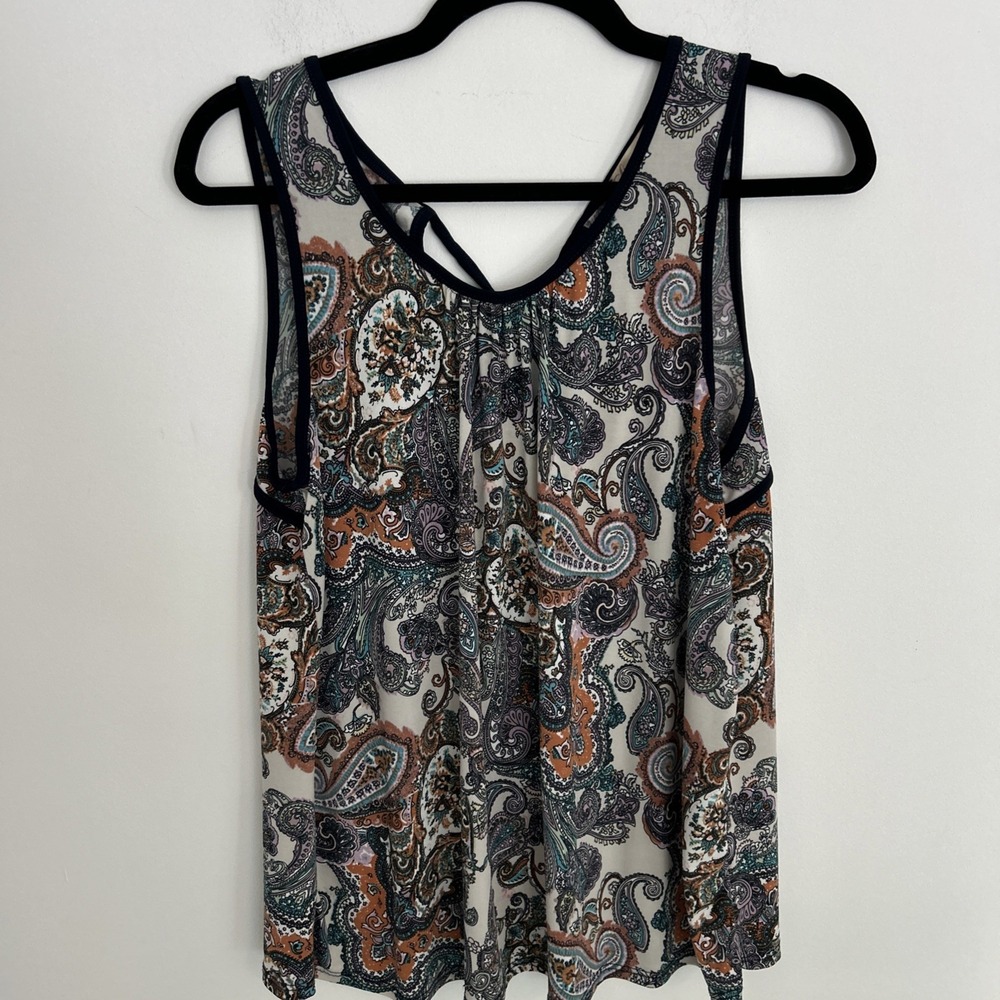 New Women's Plus Size Multi Color Paisley Print Ruffle‎ Sleeveless Top Size 3X
